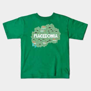 Macedonia Illustrated Map Kids T-Shirt